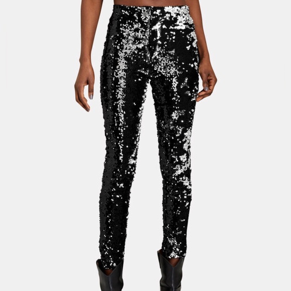 Isabel Marant Madilio Sequin Skinny Pants | Black - Picture 1 of 4